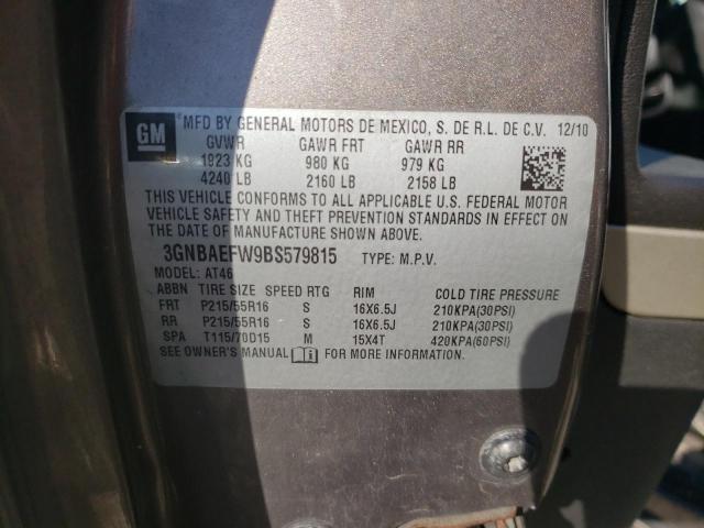 3GNBAEFW9BS579815 - 2011 CHEVROLET HHR LS GRAY photo 10