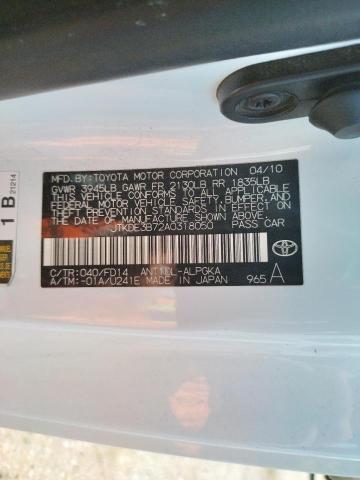 JTKDE3B72A0318050 - 2010 TOYOTA SCION TC თეთრი ფოტო 10