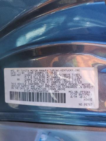 4T3ZF13C72U449594 - 2002 TOYOTA SIENNA LE BLUE photo 10