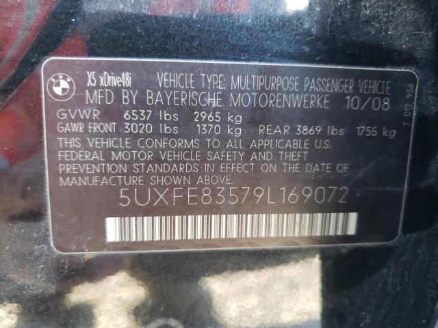 5UXFE83579L169072 - 2009 BMW X5 XDRIVE4 BLACK photo 10