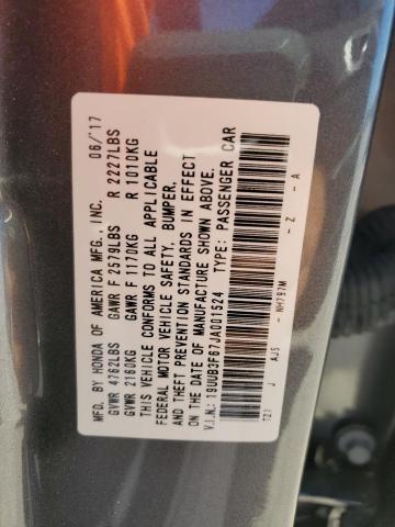 19UUB3F67JA001524 - 2018 ACURA TLX TECH+A GRAY photo 10