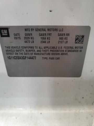 1G11C5SA3GF144477 - 2016 CHEVROLET MALIBU LIM 白色 照片 10