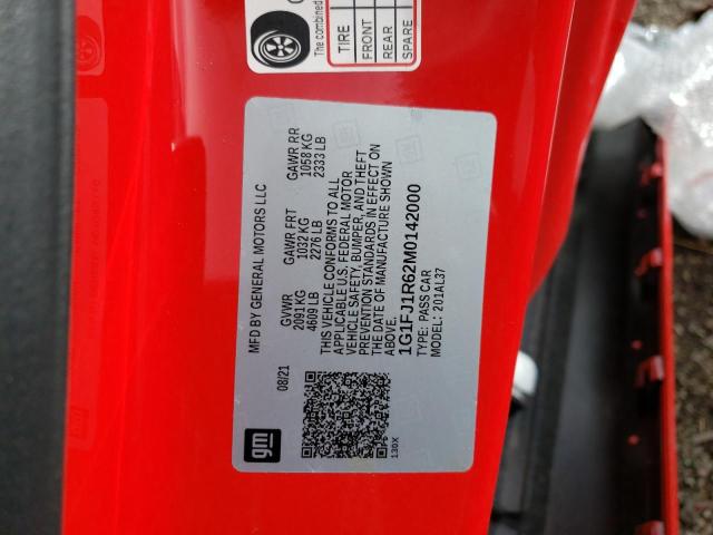 1G1FJ1R62M0142000 - 2021 CHEVROLET CAMARO ZL1 红色 照片 10