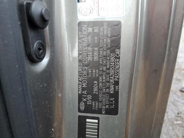 KNAFU6A26B5349801 - 2011 KIA FORTE EX GRAY photo 10