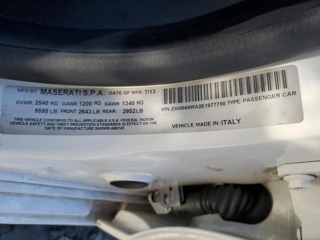 ZAM56RRA2E1077700 - 2014 MASERATI QUATTROPOR WHITE photo 10