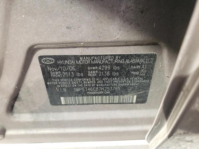 5NPET46C87H253795 - 2007 HYUNDAI SONATA GLS GOLD photo 10