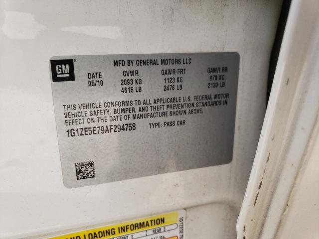 1G1ZE5E79AF294758 - 2010 CHEVROLET MALIBU LTZ თეთრი ფოტო 10