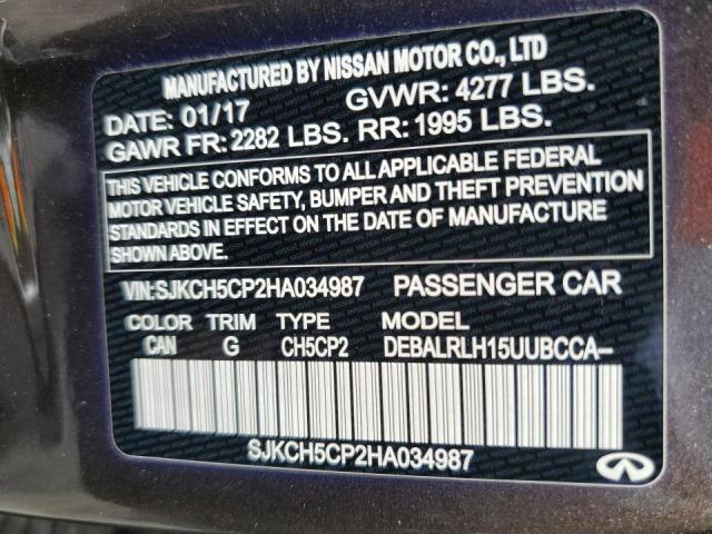 SJKCH5CP2HA034987 - 2017 INFINITI QX30 BASE MAROON photo 10