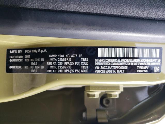 ZACCJAAT7FPC02605 - 2015 JEEP RENEGADE S GREEN photo 10