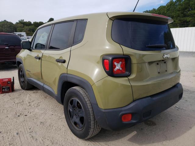 ZACCJAAT7FPC02605 - 2015 JEEP RENEGADE S GREEN photo 3