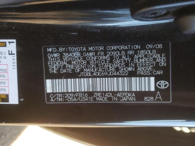 JTDBL40E69J044322 - 2009 TOYOTA COROLLA BASE  photo 10