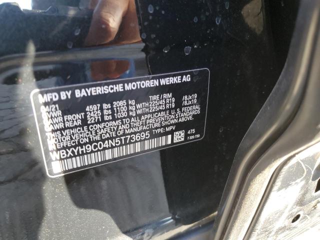 WBXYH9C04N5T73695 - 2022 BMW X2 SDRIVE2 BLACK photo 10