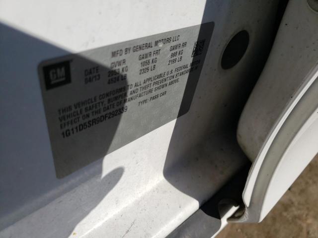 1G11D5SR9DF292339 - 2013 CHEVROLET MALIBU 1LT 白色 照片 10