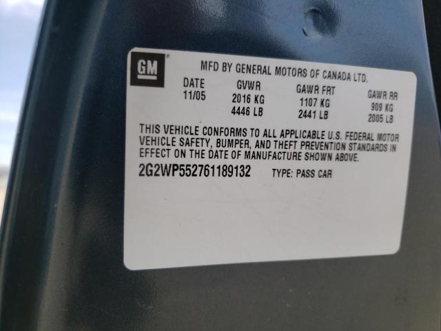 2G2WP552761189132 - 2006 PONTIAC GRAND PRIX ლურჯი ფოტო 10