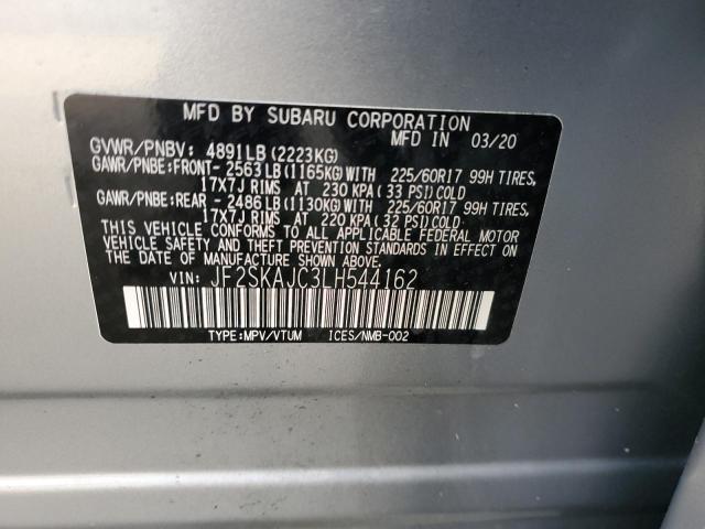 JF2SKAJC3LH544162 - 2020 SUBARU FORESTER P SILVER photo 10