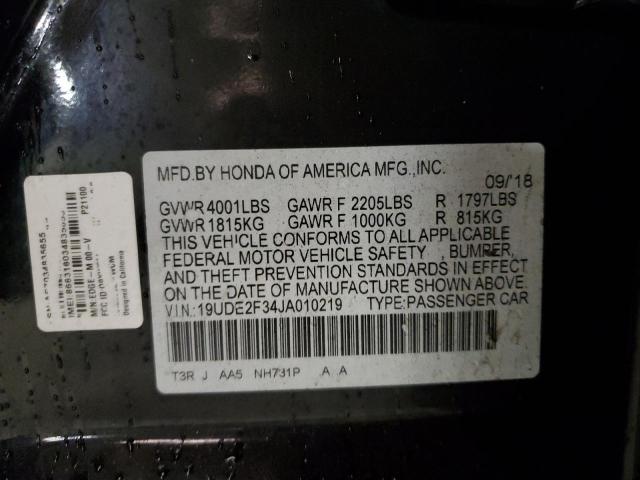 19UDE2F34JA010219 - 2018 ACURA ILX BASE W BLACK photo 10