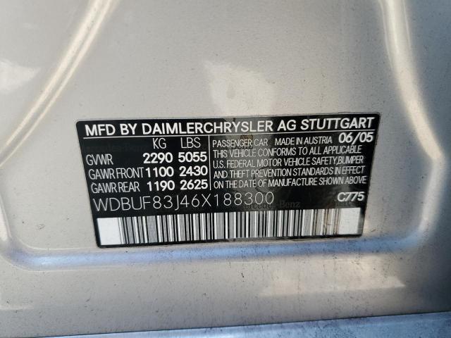 WDBUF83J46X188300 - 2006 MERCEDES-BENZ E 500 4MAT SILVER photo 10