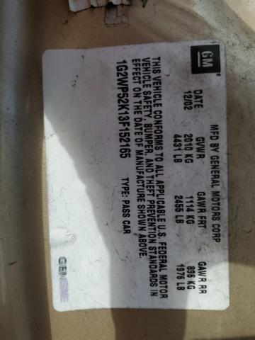 1G2WP52K13F152165 - 2003 PONTIAC GRAND PRIX ოქროსფერი ფოტო 10