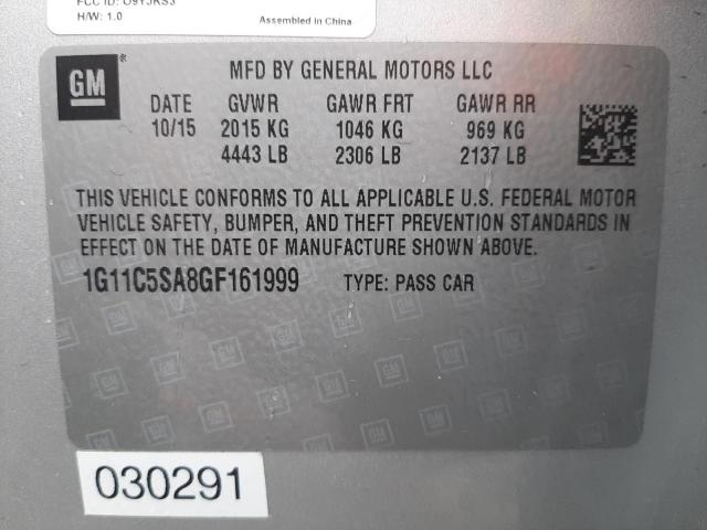 1G11C5SA8GF161999 - 2016 CHEVROLET MALIBU LIM SILVER photo 10