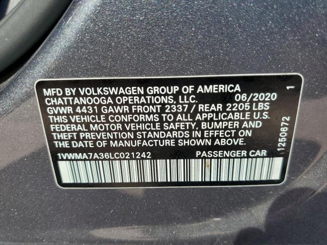 1VWMA7A36LC021242 - 2020 VOLKSWAGEN PASSAT R-L 灰色 照片 10