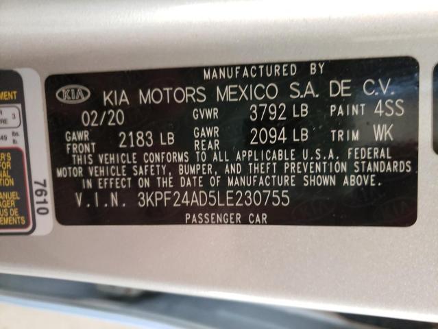 3KPF24AD5LE230755 - 2020 KIA FORTE FE  photo 10