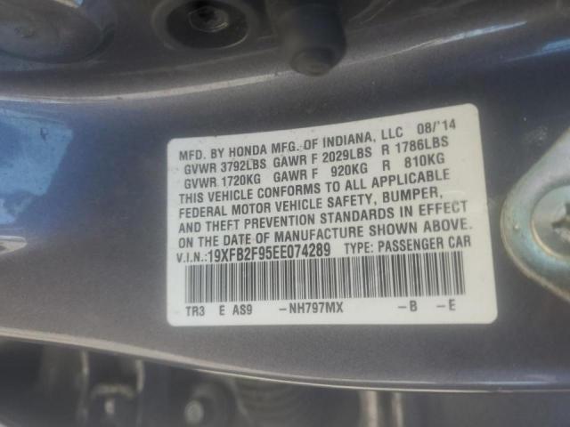 19XFB2F95EE074289 - 2014 HONDA CIVIC EXL Boz foto 10