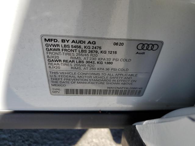 WA1CNAFY4L2088149 - 2020 AUDI Q5 PRESTIG WHITE photo 10