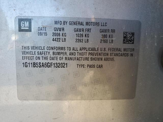 1G11B5SA6GF132021 - 2016 CHEVROLET MALIBU LIM 银色 照片 10