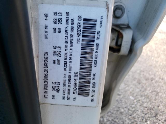 2B3HD46R84H611899 - 2004 DODGE INTREPID S 白色 照片 10