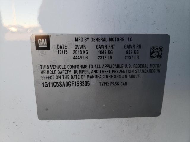 1G11C5SA0GF158305 - 2016 CHEVROLET MALIBU LIM 白色 照片 10