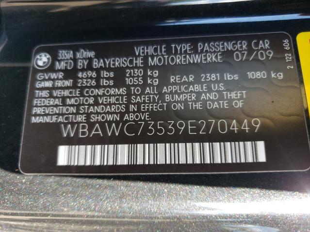 WBAWC73539E270449 - 2009 BMW 335 XI BLACK photo 10