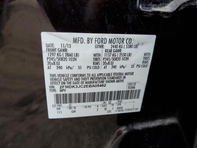 2FMDK3JC2EBA05482 - 2014 FORD EDGE SEL BLACK photo 10