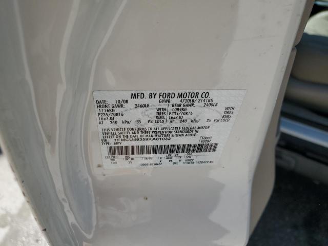 1FMCU49359KA81032 - 2009 FORD ESCAPE HYB WHITE photo 13