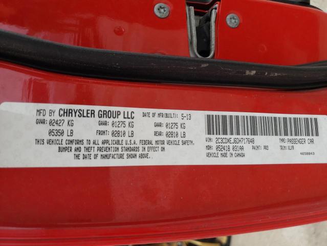 2C3CDXEJ6DH717648 - 2013 DODGE CHARGER SR RED photo 10