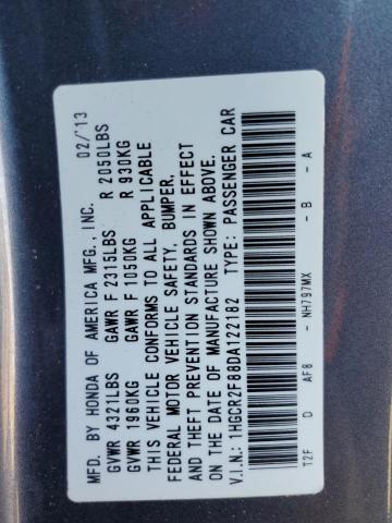 1HGCR2F88DA122182 - 2013 HONDA ACCORD EXL GRAY photo 10