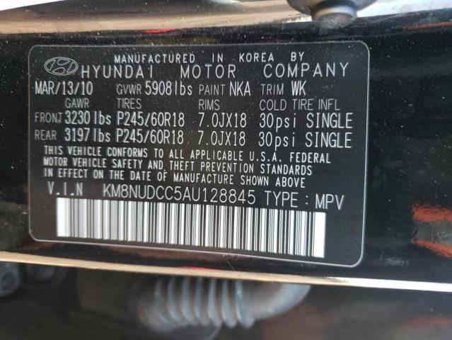 KM8NUDCC5AU128845 - 2010 HYUNDAI VERACRUZ G BLACK photo 10