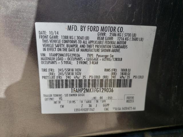 1FAHP2MK1FG129036 - 2015 FORD TAURUS POL GRAY photo 10