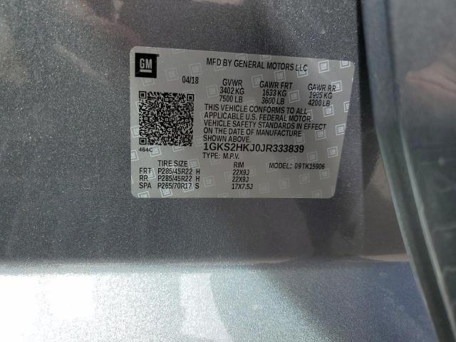 1GKS2HKJ0JR333839 - 2018 GMC YUKON XL D GRAY photo 10