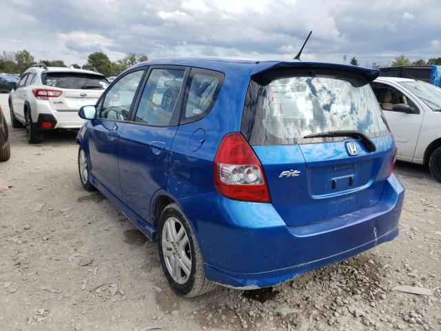 JHMGD38667S033191 - 2007 HONDA FIT S ლურჯი ფოტო 3