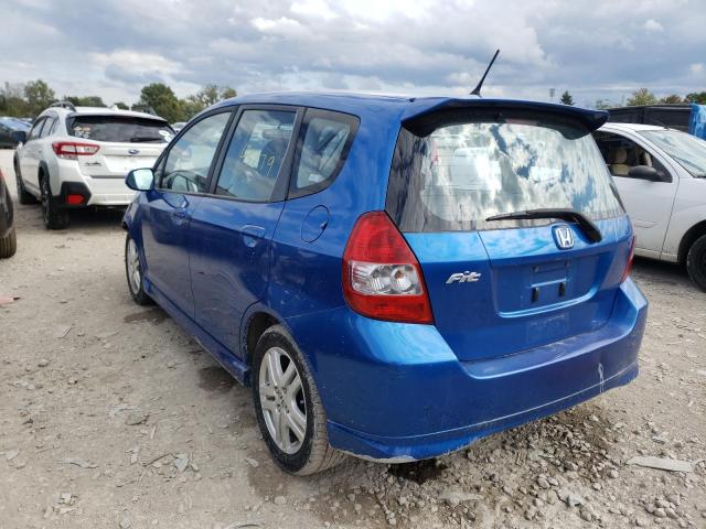 JHMGD38667S033191 - 2007 HONDA FIT S BLUE photo 3