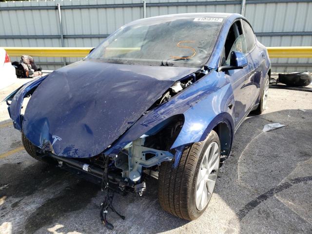 7SAYGAEE1NF533219 - 2022 TESLA MODEL Y أزرق صورة 2