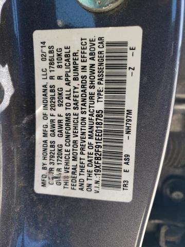 19XFB2F91EE018785 - 2014 HONDA CIVIC EXL Boz foto 10