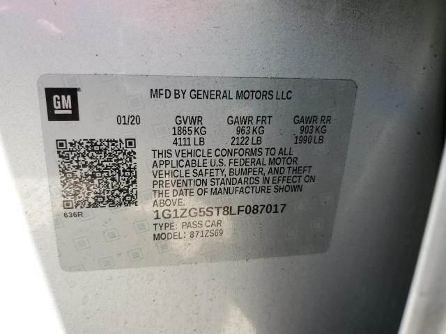 1G1ZG5ST8LF087017 - 2020 CHEVROLET MALIBU RS 银色 照片 10