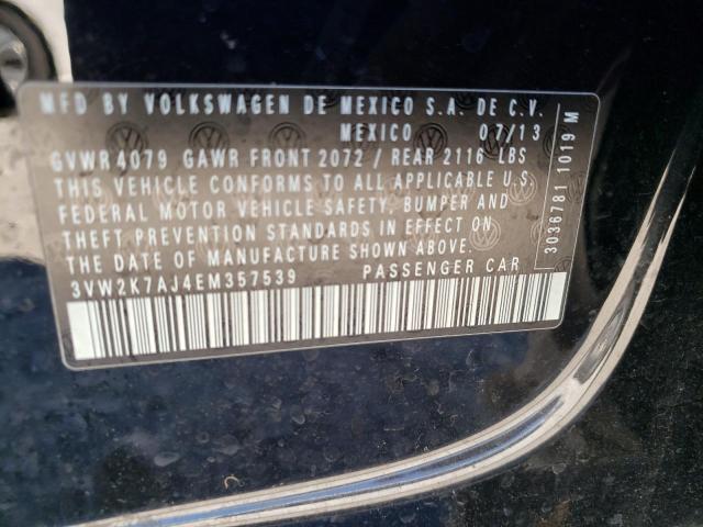 3VW2K7AJ4EM357539 - 2014 VOLKSWAGEN JETTA BASE 黑色 照片 10