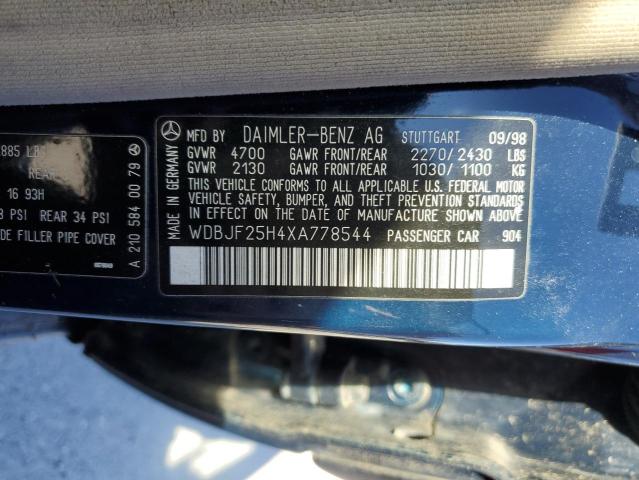 WDBJF25H4XA778544 - 1999 MERCEDES-BENZ E 300TD BLUE photo 10