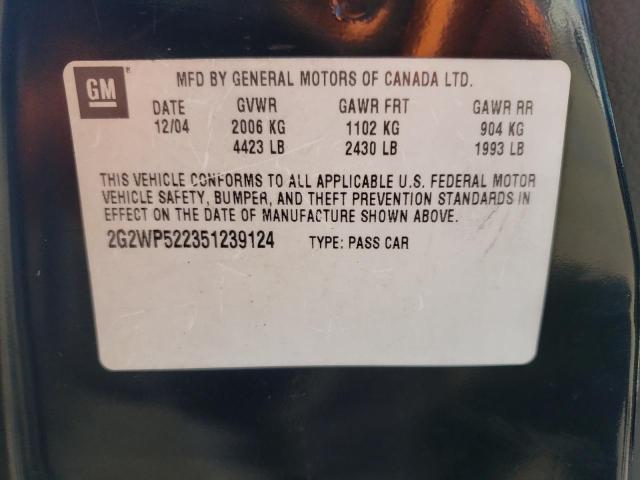 2G2WP522351239124 - 2005 PONTIAC GRAND PRIX შავი ფოტო 10