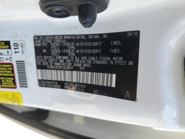 5TDKK3DC0FS608647 - 2015 TOYOTA SIENNA LE WHITE photo 10