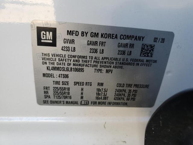 KL4MMDSL6LB106895 - 2020 BUICK ENCORE GX WHITE photo 10