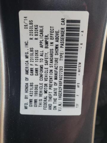 1HGCR2F86FA027283 - 2015 HONDA ACCORD EXL GRAY photo 10