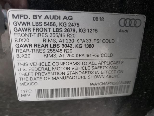 WA1CNAFY0J2234592 - 2018 AUDI Q5 PRESTIG BLACK photo 10